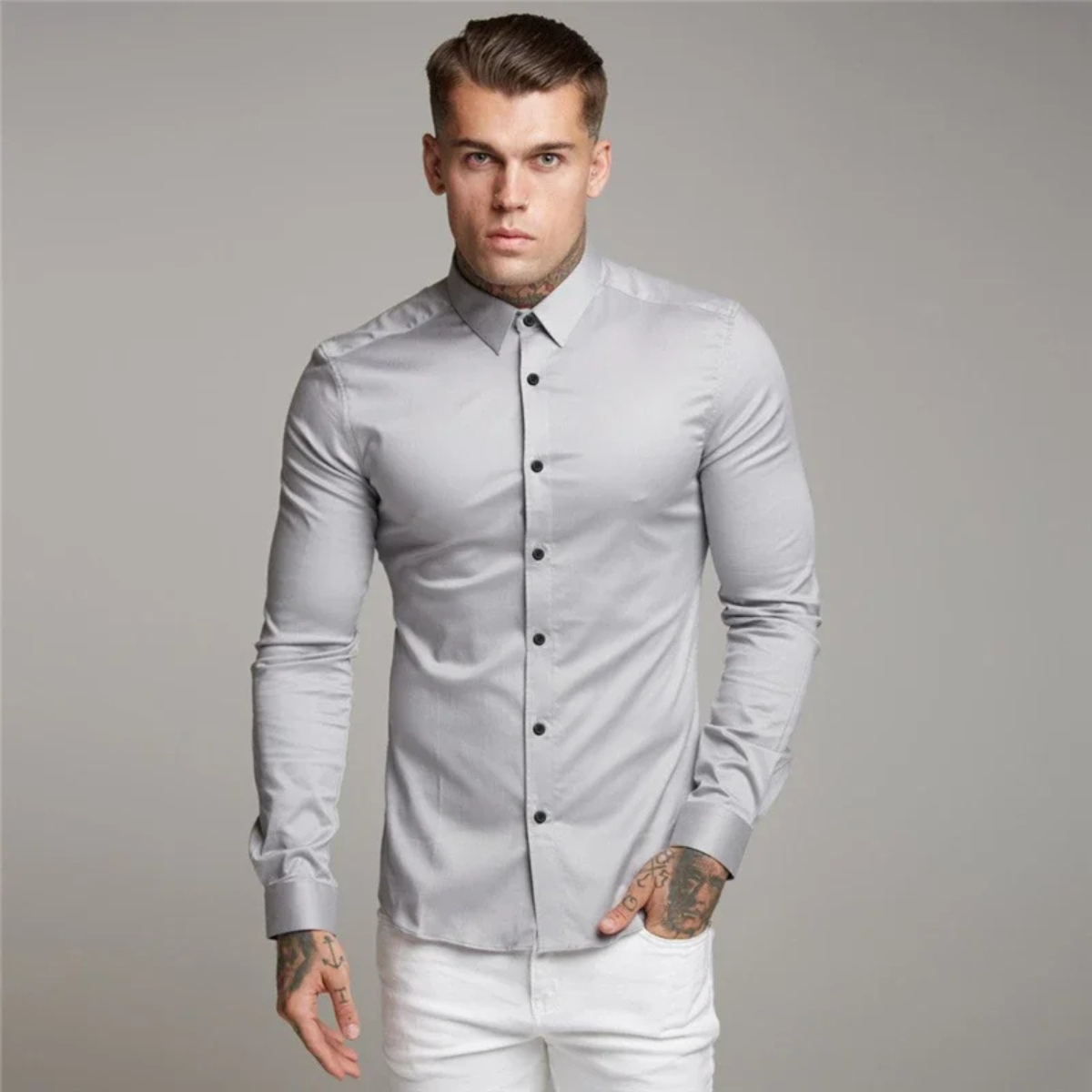 Stylish Mens Slim Fit Casual Dress Shirt