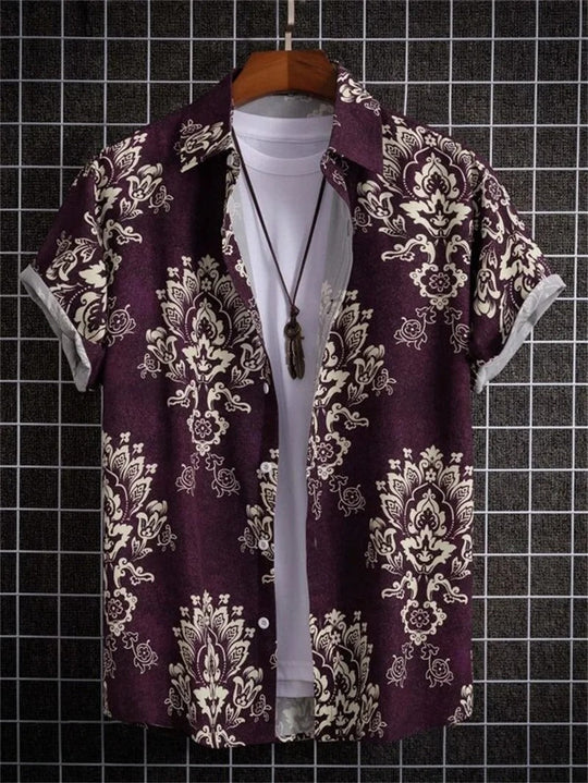 Colorful Floral Hawaiian Shirt Casual Beach Wear
