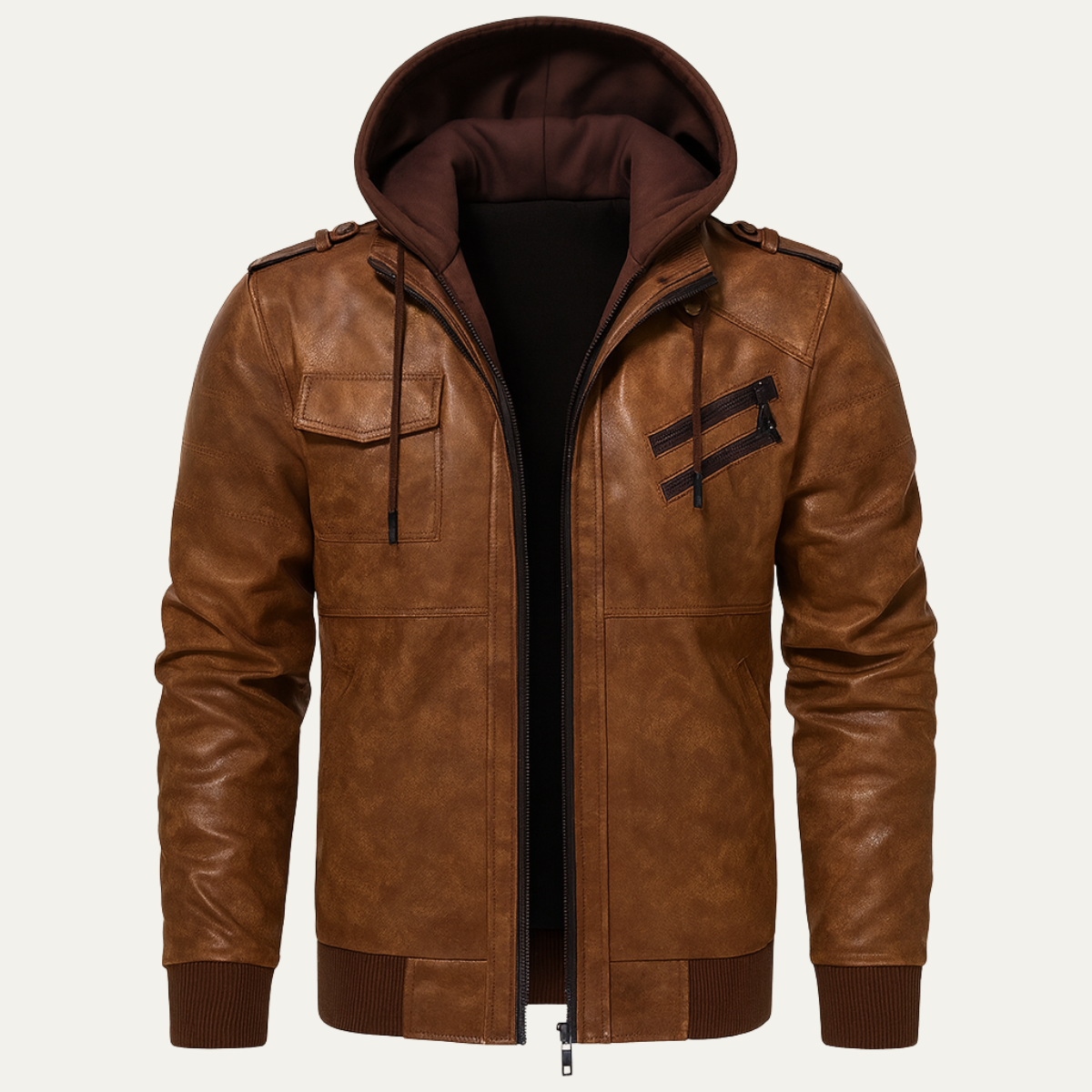 Classic Mens Black Leather Biker Jacket - Nocini