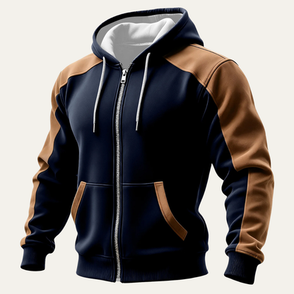 Stylish Colorblock Zip Hoodie Jacket for Men