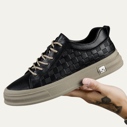 Casual Checkerboard Low Top Beige Sneakers for Men