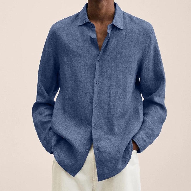 Casual Mens Button Down Shirt Natural Breathable Cotton