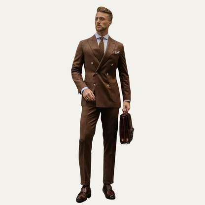 Classic 2 Piece Brown Business Suit for Men
