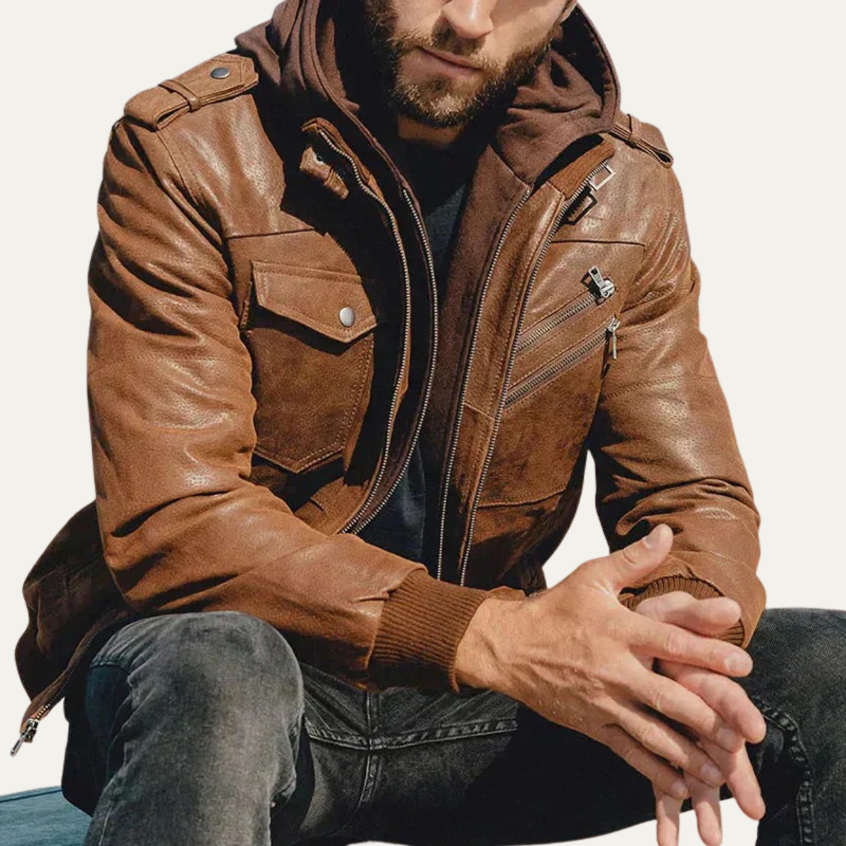 Classic Mens Black Leather Biker Jacket
