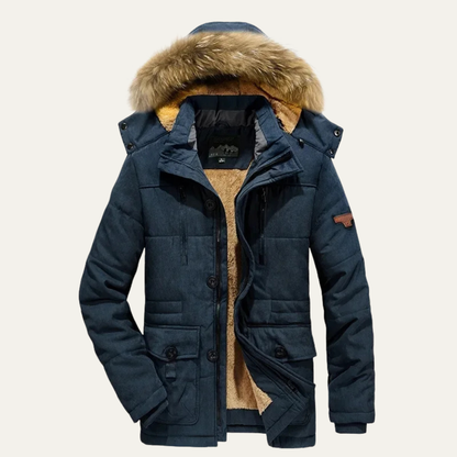 Warm Men's Fur Hooded Parka Coat