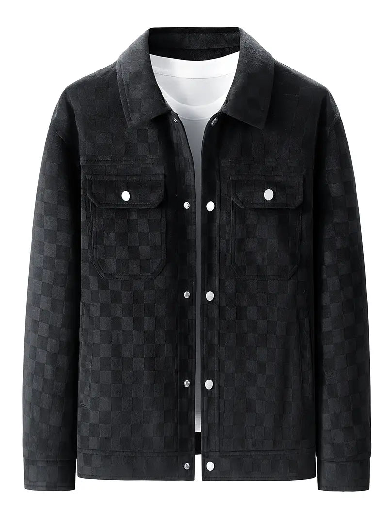 Casual Fit Plaid Button Jacket