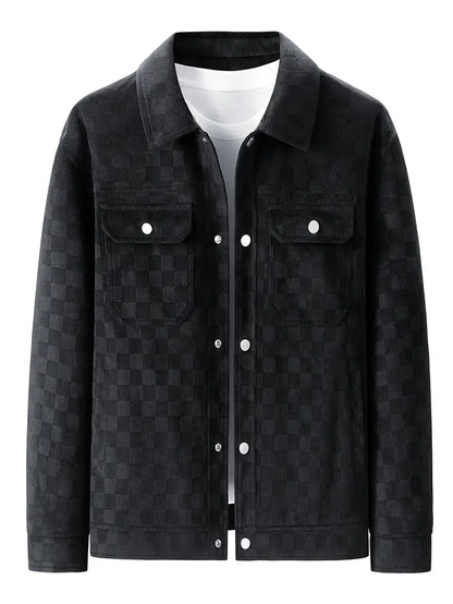 Casual Fit Plaid Button Jacket