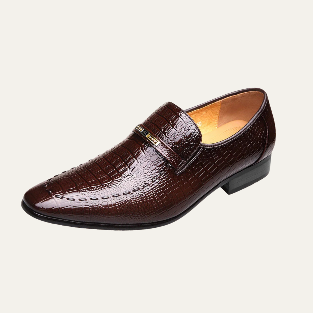Stylish Men's Alligator Print Leather Slip On Dress Shoes - Nocini