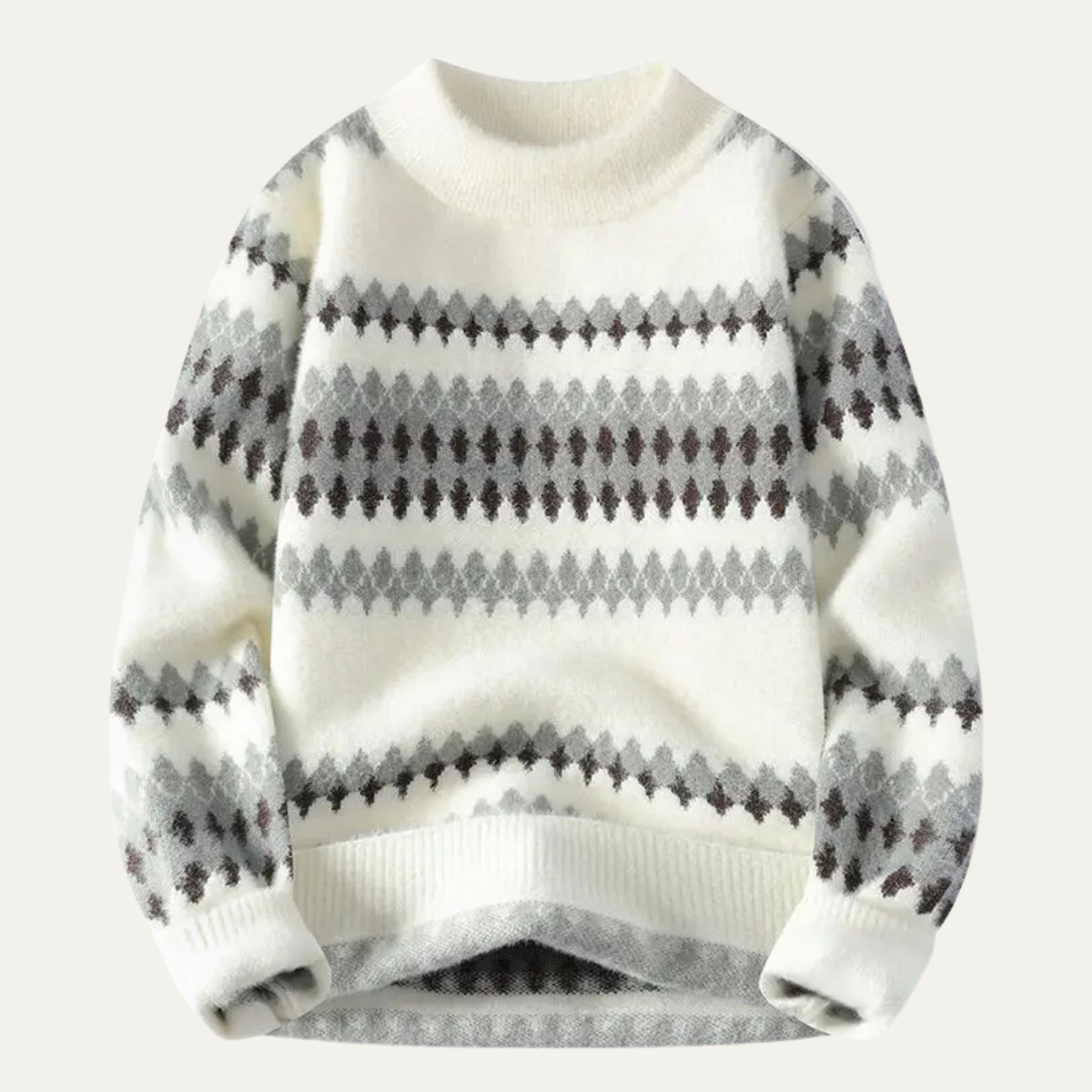 Classic Men's Striped Knit Sweater with Diamond Pattern