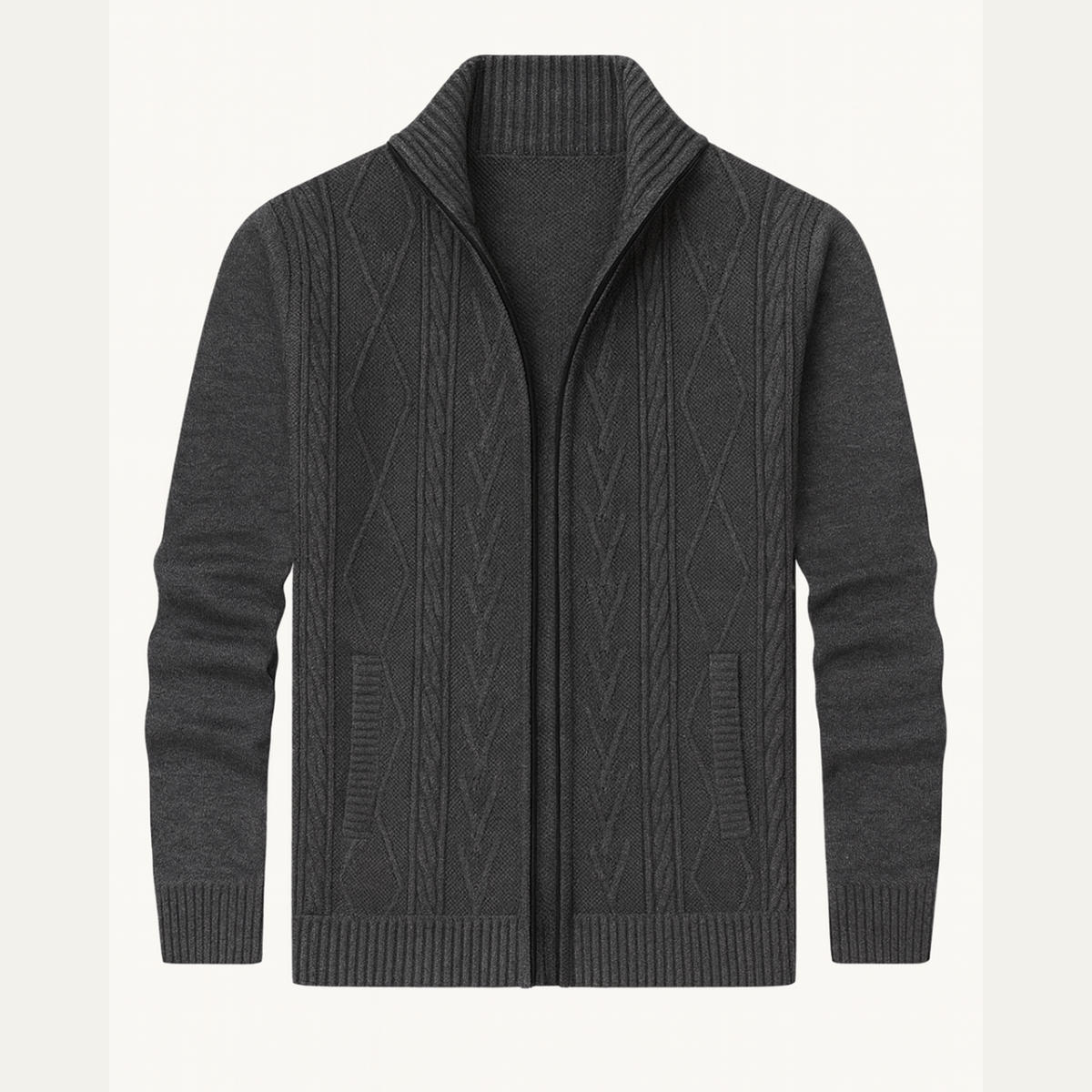 Warm Men's Knitted Zipper Nordic Sweater - Nocini