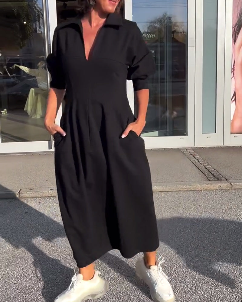 Classic Fit Collar Midi Dress
