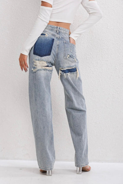 Distressed Classic Fit Women's Jeans