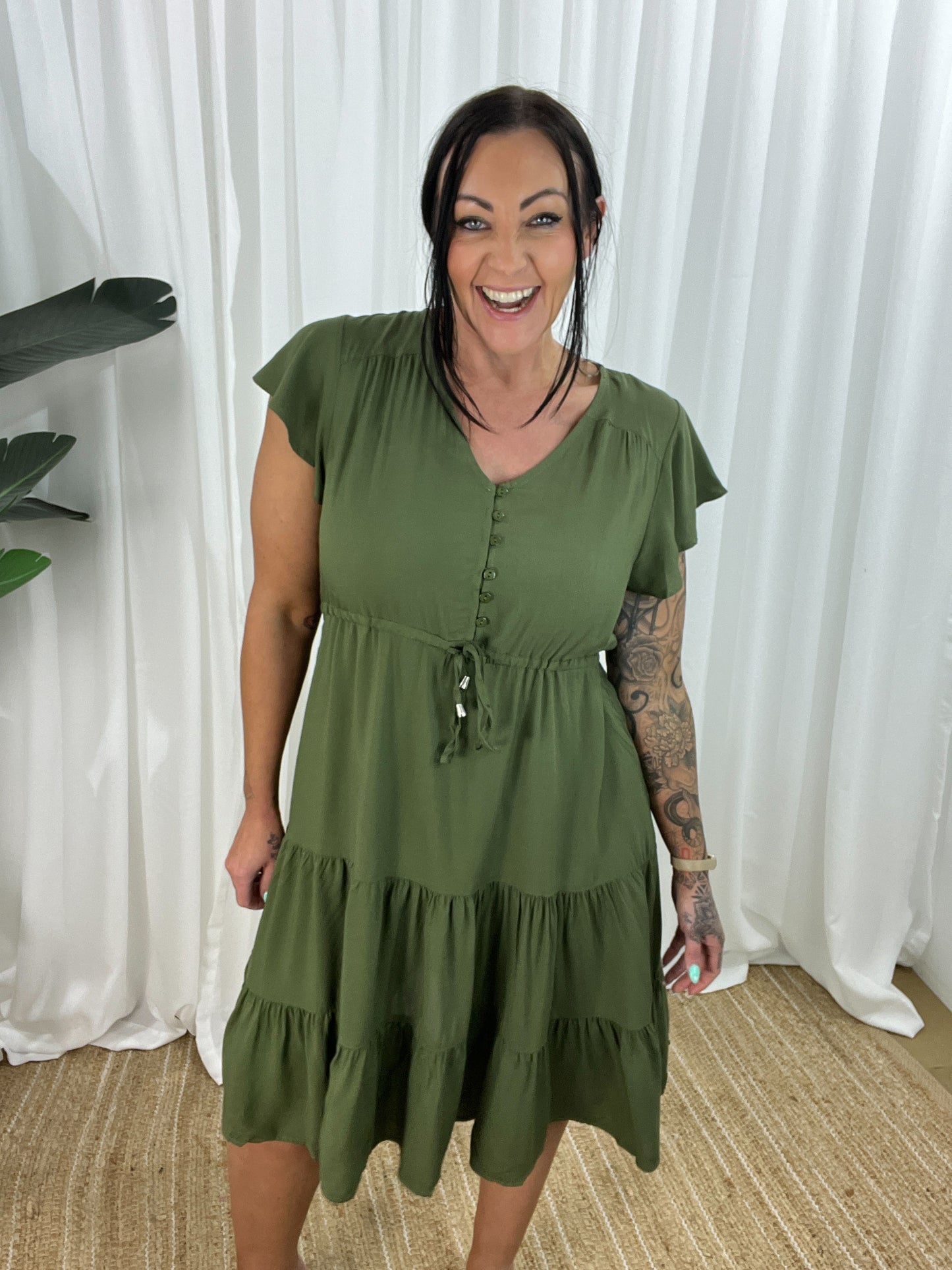 Casual V-Neck Short Sleeve A-Line Dress