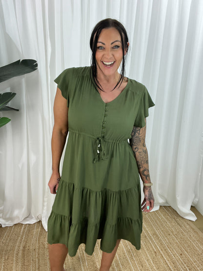 Casual V-Neck Short Sleeve A-Line Dress