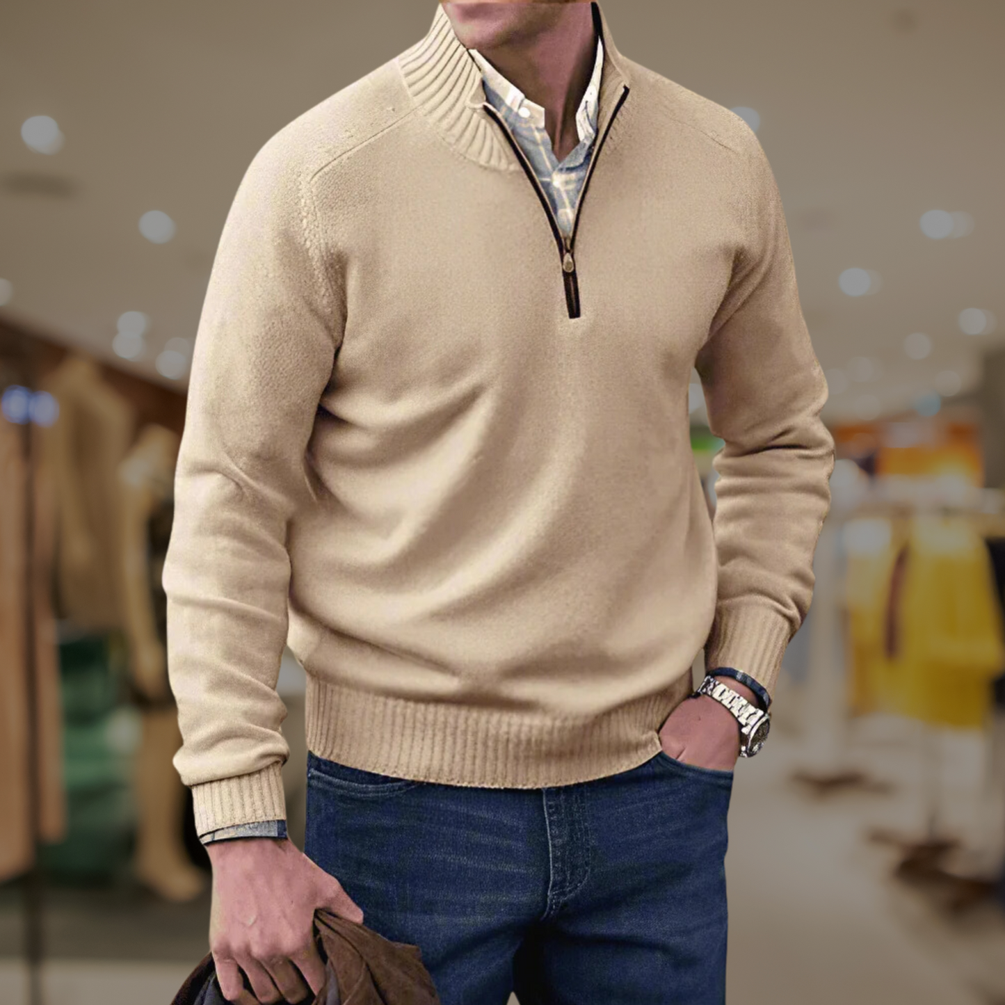 Classic Quarter Zip Sweater - Olytrend
