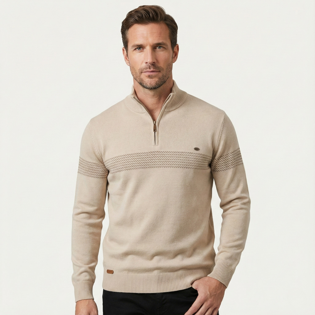 Relaxed Fit Men's Crew Neck Knit Sweater