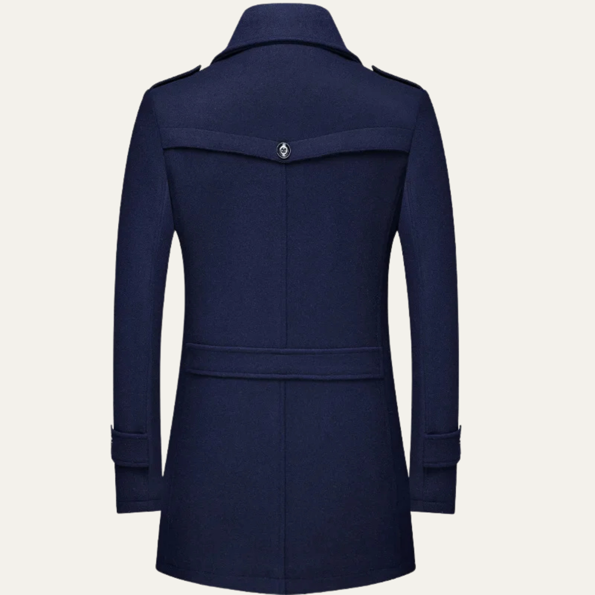 Classic Men's Wool Trench Coat with Lapel Collar
