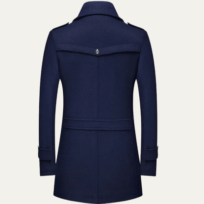 Classic Men's Wool Trench Coat with Lapel Collar