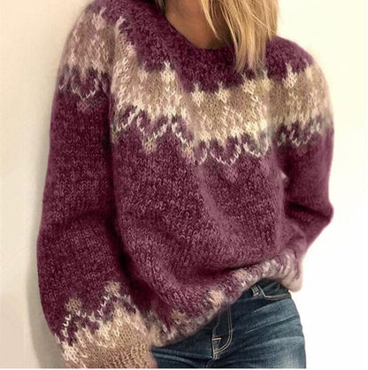 Cozy Women's Wool Sweater Oversized Round Neck
