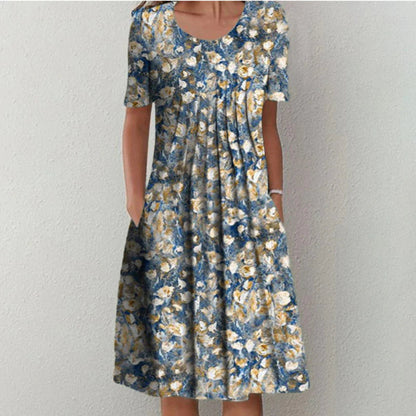 Chic Floral Summer Dress with Pocket Detail