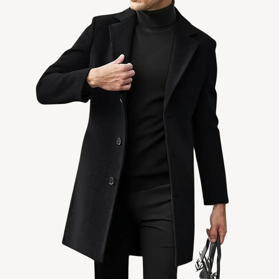 Stylish Men's Black Trench Coat