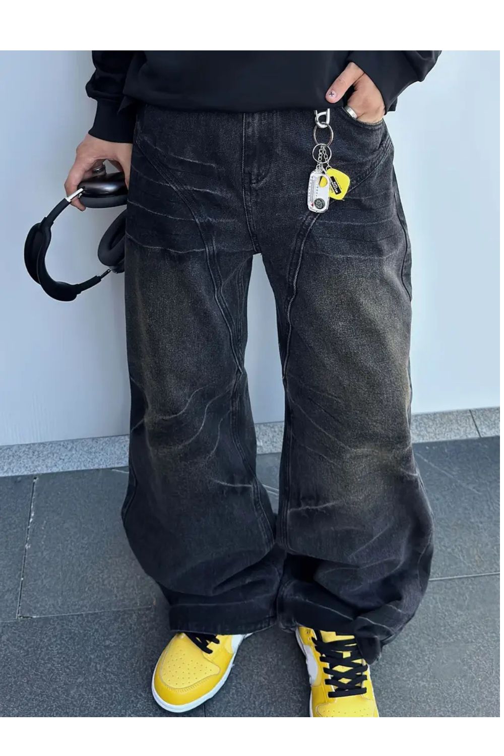 Relaxed Fit Vintage Wide Leg Men's Jeans - Nocini