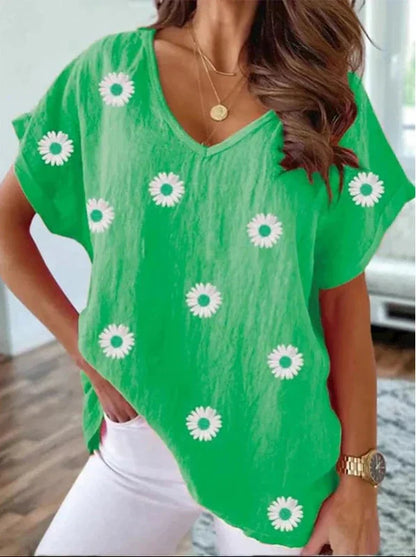 Relaxed Fit Floral Pattern Tee Shirt