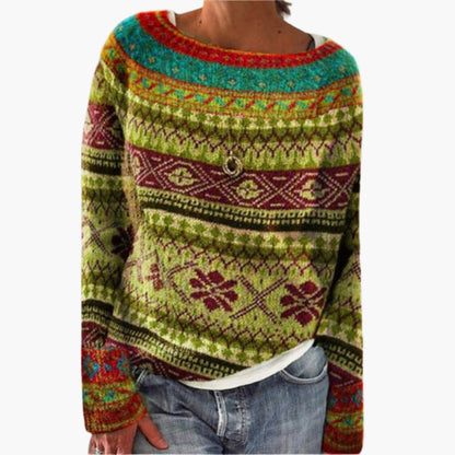 Ladies Crew Neck Tree Print Sweater