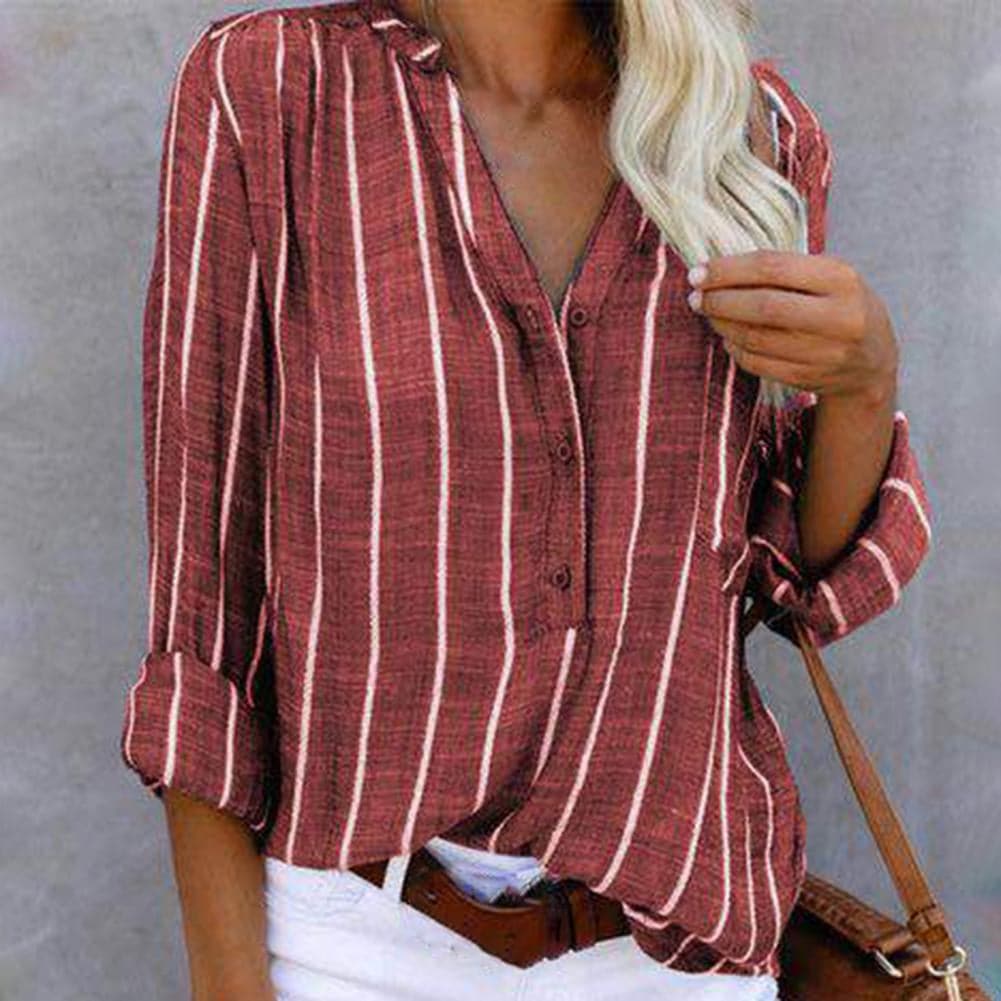 Comfy V-Neck Striped Women's Blouse