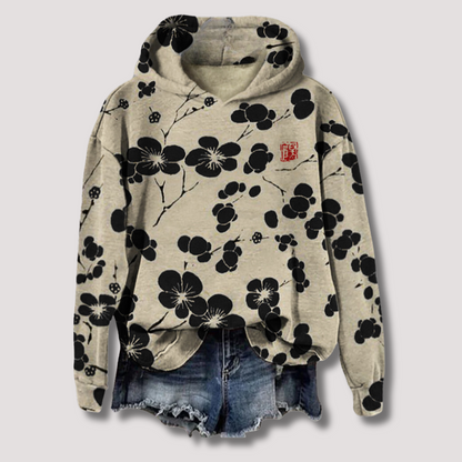 Comfy Floral Hooded Pullover Sweater - Olytrend