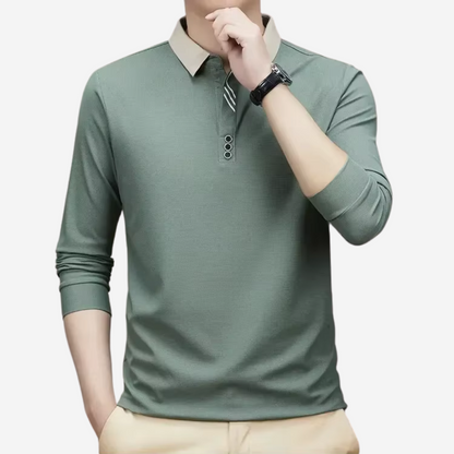 Relaxed Fit Mens Long Sleeve Polo Shirt
