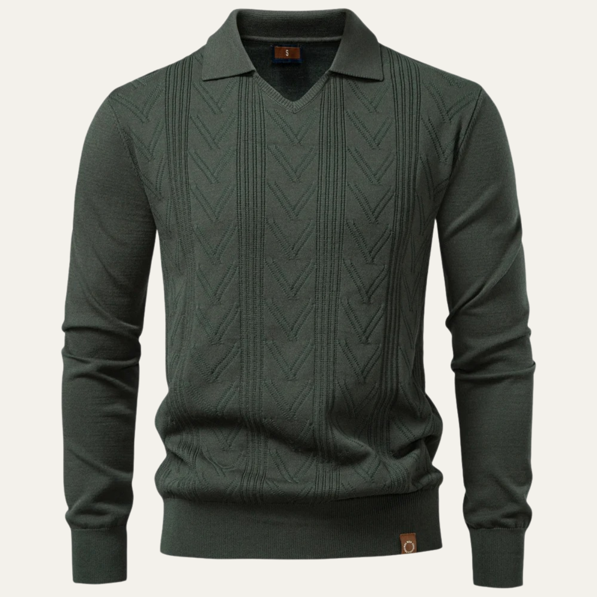 Classic Men's Crew Neck Knit Polo Sweater