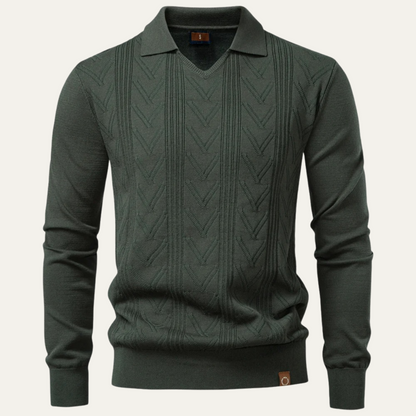 Classic Men's Crew Neck Knit Polo Sweater
