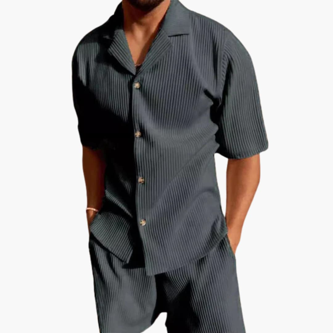Men's Breathable Short Sleeve Summer Shirt Set