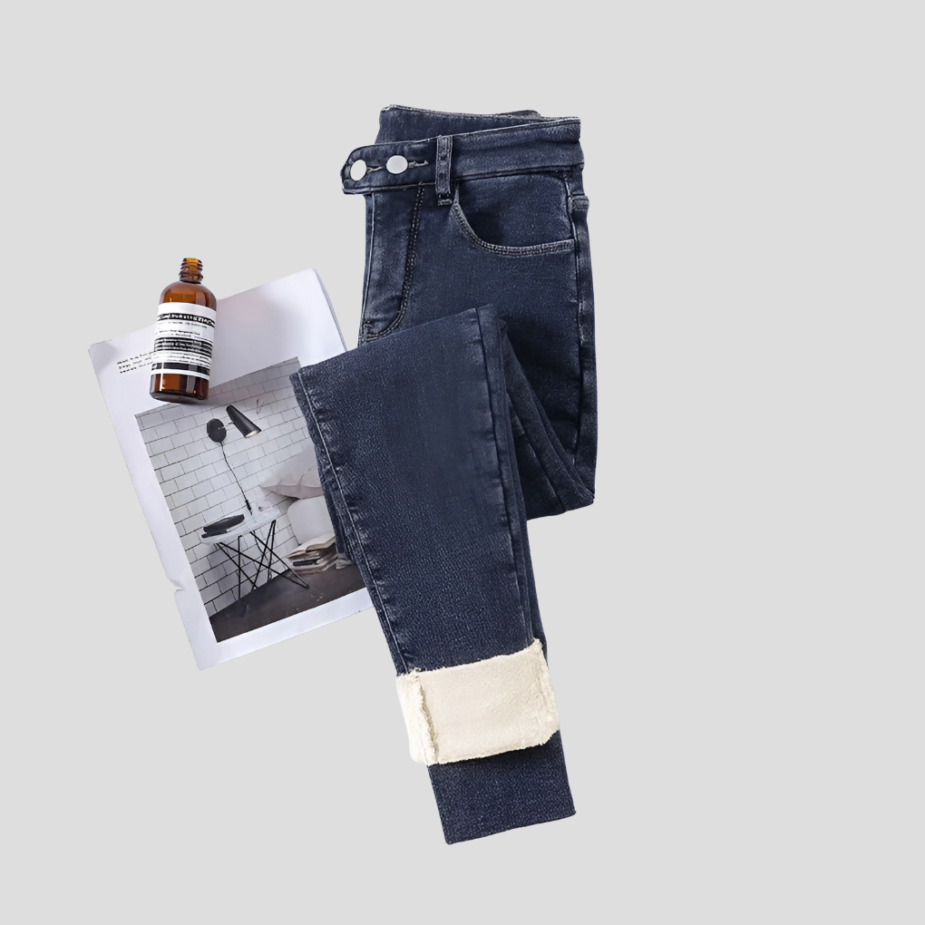 Warm Thermal Women's High Waist Winter Jeans