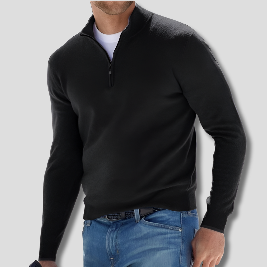 Classic Zip Neck Cotton Sweater