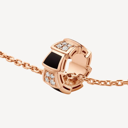 Luxury Silver Rose Gold Black Onyx Pendant Necklace