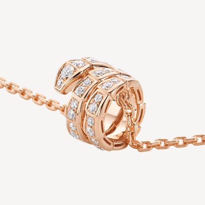 Luxury Silver Rose Gold Plated Pave Necklace