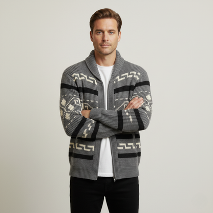 Warm Mens Aztec Pattern Cardigan Sweater