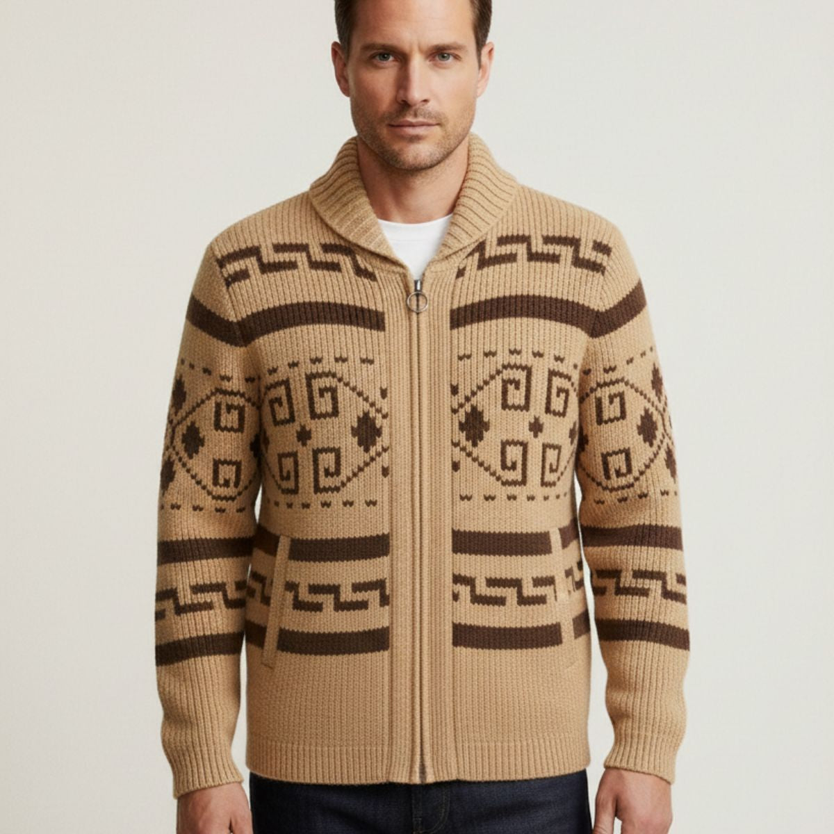 Classic Men's Chunky Knit Winter Cardigan