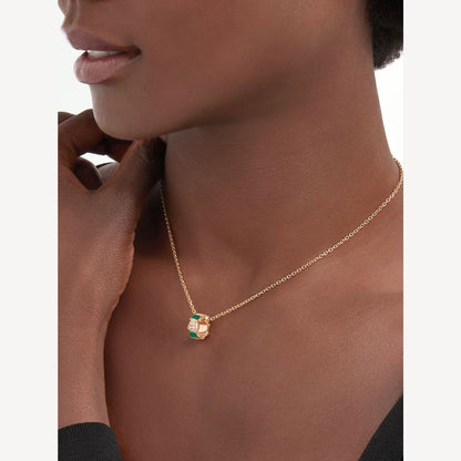 Luxury Rose Gold Green Agate Pendant Necklace