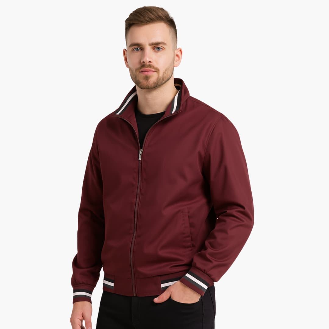 Men's Zip Up Jacket with Striped Bottom