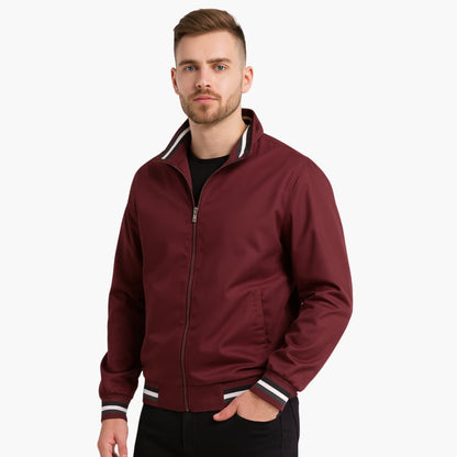 Men's Zip Up Jacket with Striped Bottom