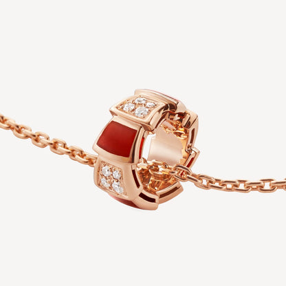 Luxury Red Agate Silver Rose Gold Necklace