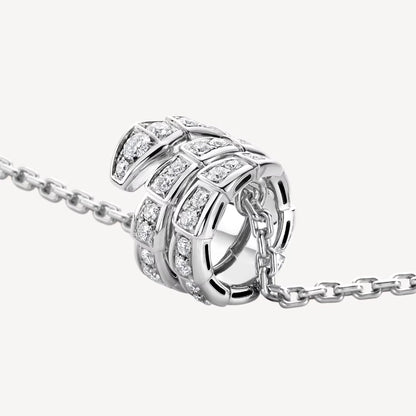 Luxury Silver White Gold Plated Pave Necklace