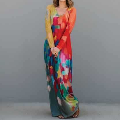 Women's Casual V Neck Knee Length Dress