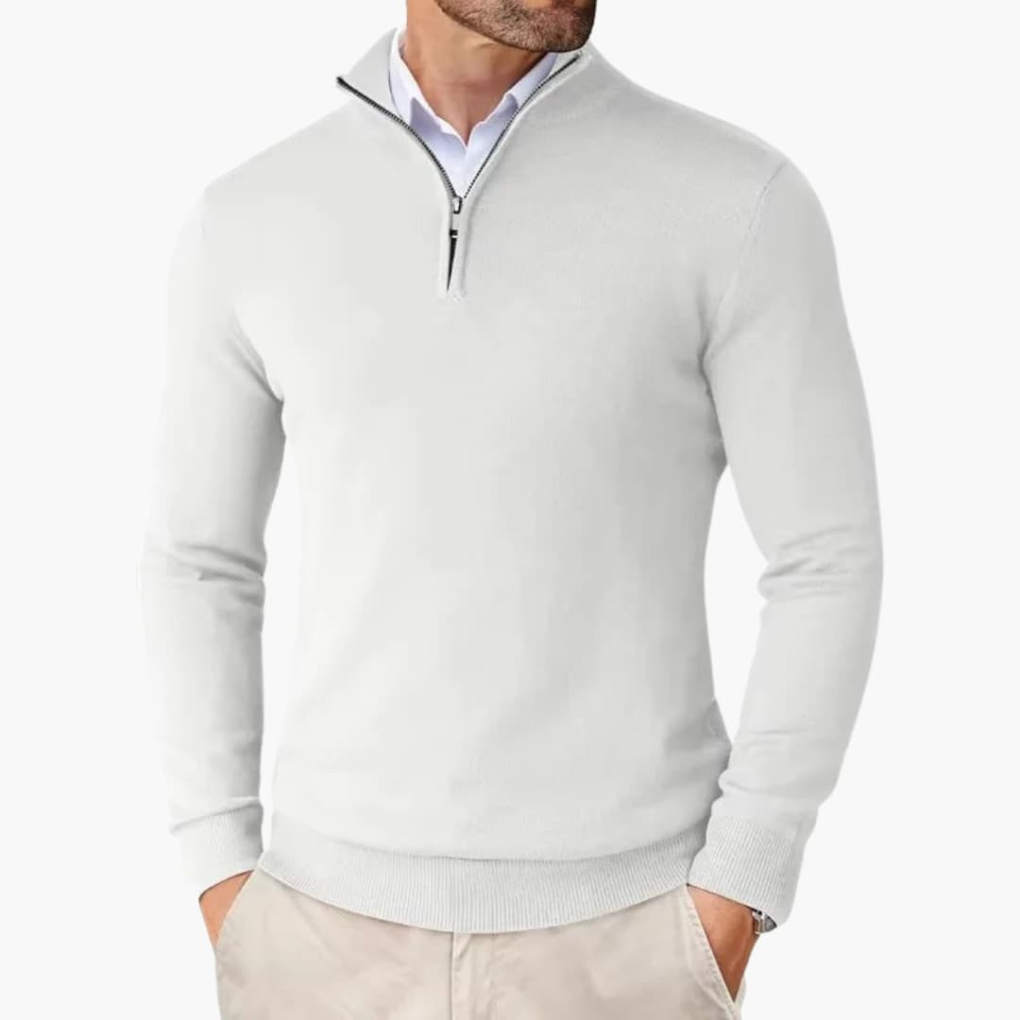 Men's Quarter Zip Ribbed Sweater
