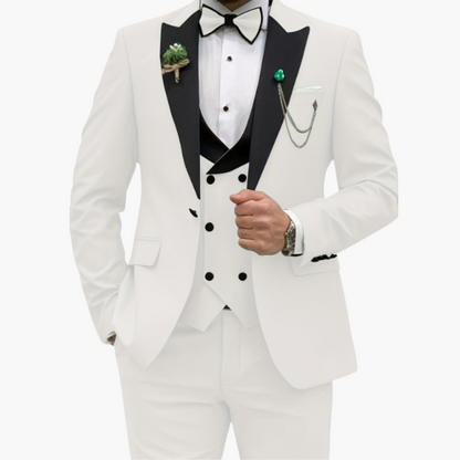 Slim Fit Men's 3 Piece Suit with Contrast Lapels