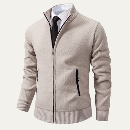 Classic Men's Knitted Zipper Cardigan with Pockets