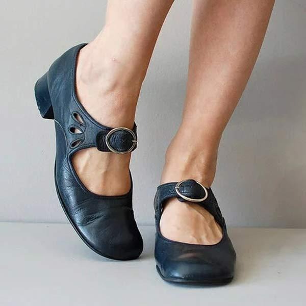 Classic Low Heel Leather Shoes for Women - Olytrend